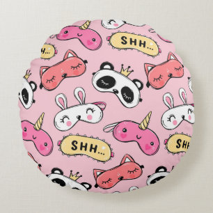 Animal Face Shhh Round Pillow