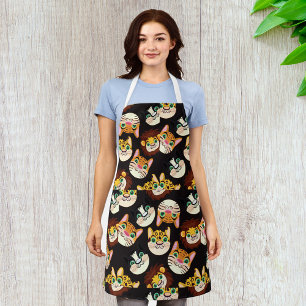Animal Faces Pattern Cats Lions Dogs Apron