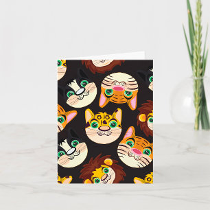 Animal Faces Pattern Cats Lions Dogs Card