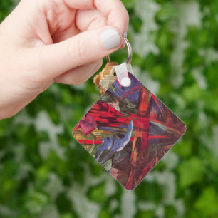 Animal Fates by Franz Marc, Vintage Cubism Art Keychain