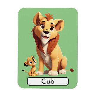 Animal Flashcard Lion/Cub, kids, animals, Learning Magnet