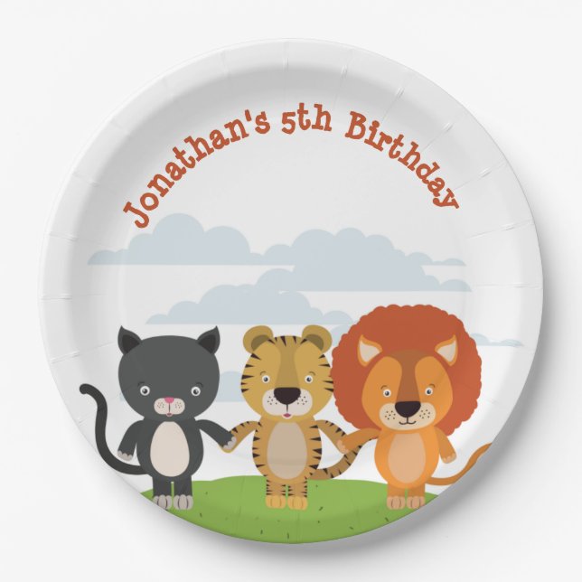 Animal Friends Birthday  Paper Plate (Front)