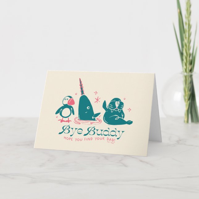 Animal Friends - Bye Buddy Hope You Find Your Dad Holiday Card (Front)