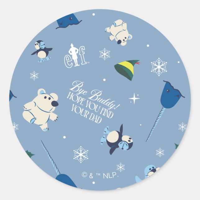 Animal Friends "Bye Buddy" Winter Pattern Classic Round Sticker (Front)