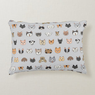 Animal Fun: Cats Dogs Doodle Mix Accent Pillow