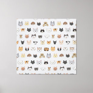 Animal Fun: Cats Dogs Doodle Mix Canvas Print