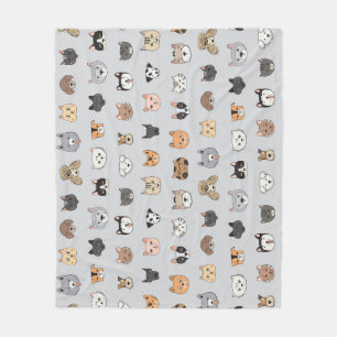 Animal Fun: Cats Dogs Doodle Mix Fleece Blanket