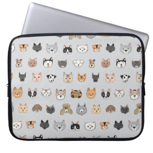 Animal Fun: Cats Dogs Doodle Mix Laptop Sleeve