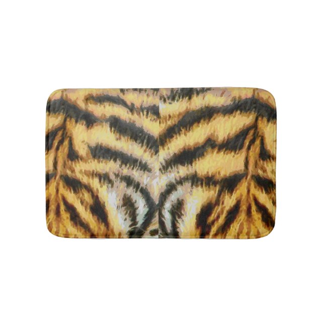 Animal Fur Texture Tiger Print Mammal Wild Themed Bath Mat (Front)
