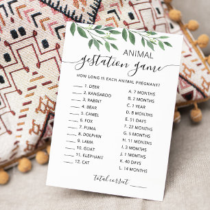 Animal Gestation with Answers Baby Shower Card