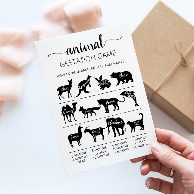 Animal Gestation with Answers Baby Shower Card (Creator Uploaded)