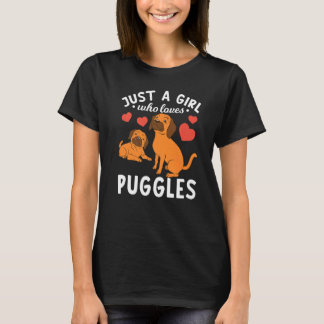 Animal  Girls Dog  Women Dog Owner Cute Puggle T-Shirt