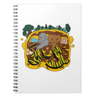 Animal go to school by bus in the forest notebook