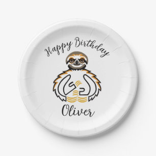 Animal -  Graphic SLOTH  - Wild animals -Party Paper Plate