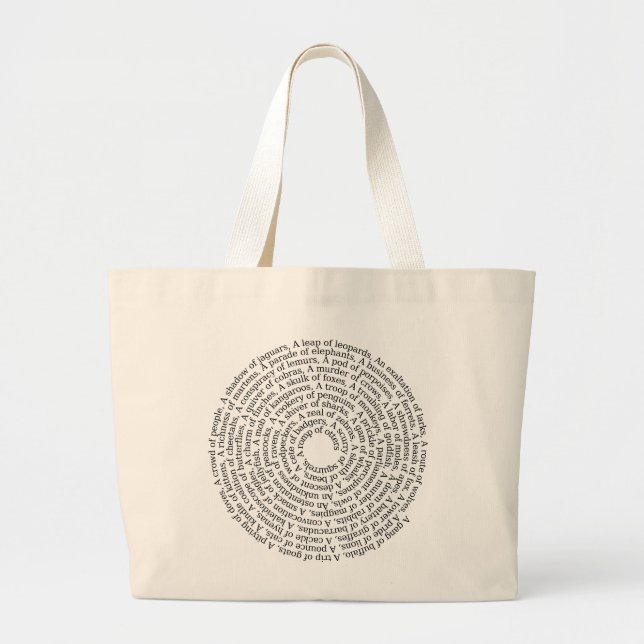 Animal Group Names Large Tote Bag (Front)