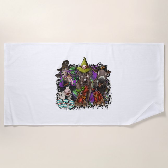 Animal Halloween Beach Towel (Front)