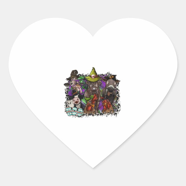 Animal Halloween Heart Sticker (Front)