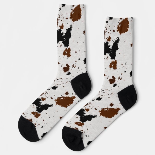 Animal Hide Pattern Crew Socks (Left)
