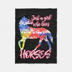Animal Horse Riding Equestrian Women Girls Colorfu Fleece Blanket