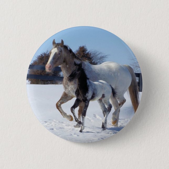 Animal Horses Winter Snow Peace Love Destiny 2 Inch Round Button (Front)