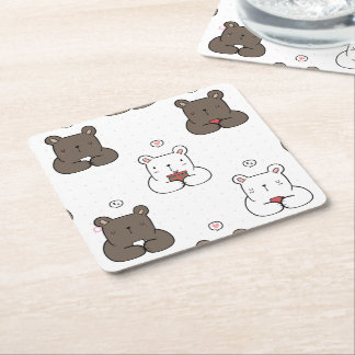 Animal Illustration Square Paper Coaster