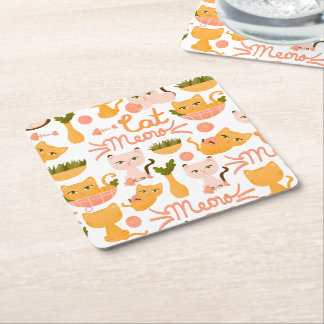 Animal Illustration Square Paper Coaster