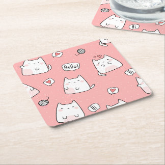 Animal Illustration Square Paper Coaster