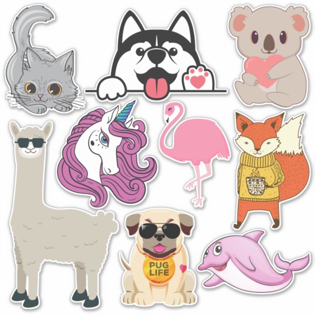 Animal Illustration stickers (Front)