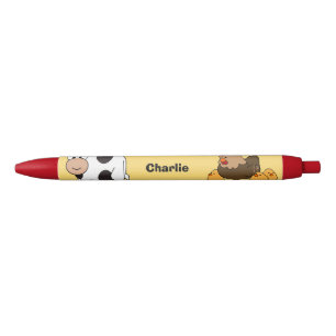 Animal illustrations custom name kids' pens