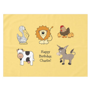 Animal illustrations custom text kids' tablecloth