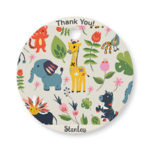 Animal Jungle Pastel Leaf Pattern Thank You