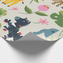 Animal Jungle Pastel Leaf Pattern