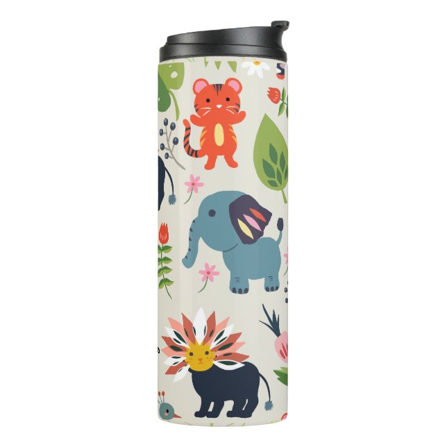 Animal Jungle Pastel Leaf Personalized Pattern  Thermal Tumbler (Rotated Left)