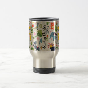 Animal Jungle Pastel Leaf Personalized Pattern Travel Mug