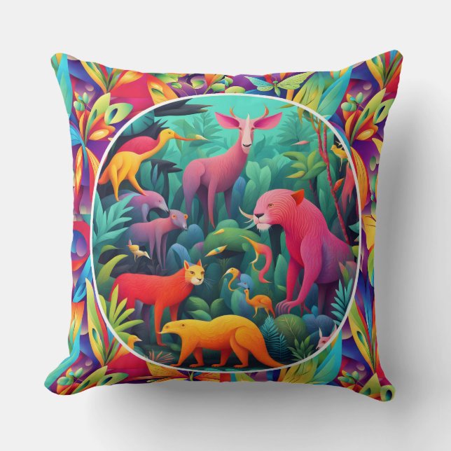 Animal Jungle Throw Pillow (Front)