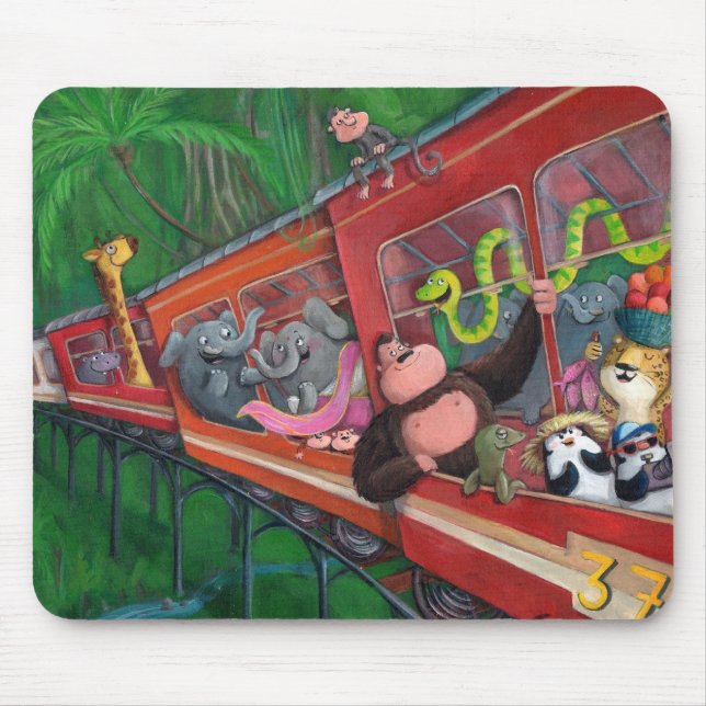 Animal Jungle Train Mouse Pad (Front)
