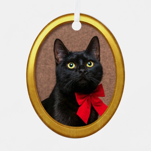  Animal Keepsake Modern Gold Customized Photo Oval Metal Ornament (Front)