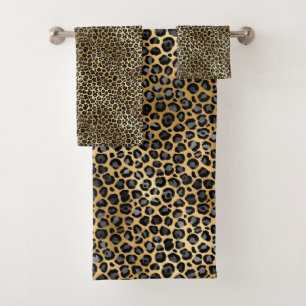 ANIMAL LEOPARD PRINT LUXURY BATHROOM TOWEL SET