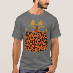 Animal Leopard Print Pumpkin Halloween Fall Autumn T-Shirt