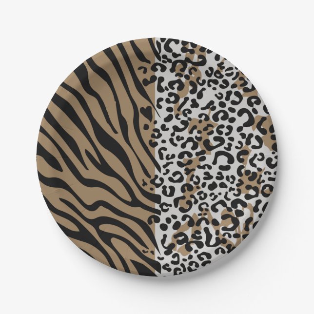 Animal leopard zebra pattern paper plate (Front)