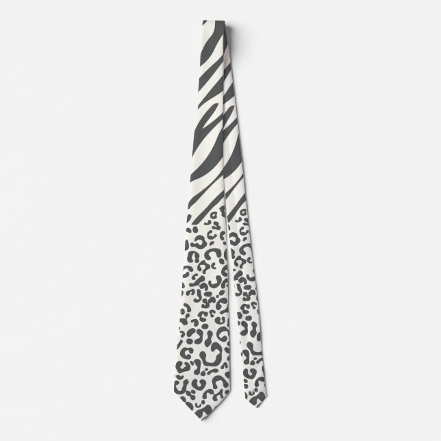 Animal Leopard Zebra Pattern Tie (Front)