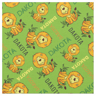 Animal lion personalized name kids fabric