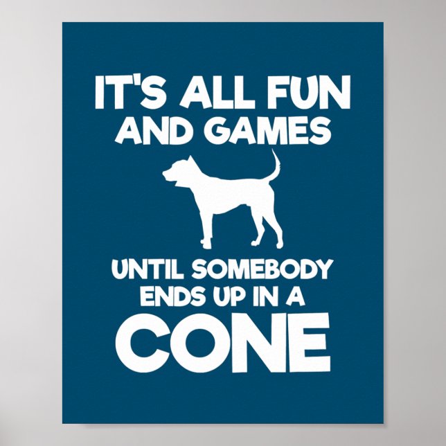 Animal Lover all Fun and Games End Up in a Cone Poster (Front)