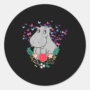 Animal Lover Butterfly Valentines Day Gift Flowers Classic Round Sticker