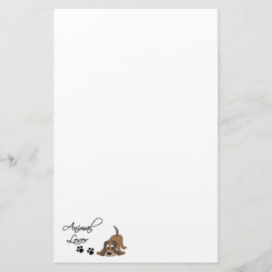 Animal Lover-Cartoon Dog and paw prints Stationery
