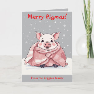 Animal Lover Christmas Cute Pig Wrapped In A Blank Card