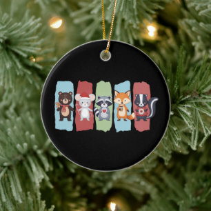 Animal Lover Christmas Raccoon Opossum Winter  Ceramic Ornament