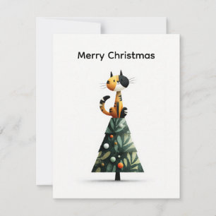 Animal Lover Cute Funny Cat Christmas Tree Holiday Card