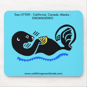 Animal lover - Cute Sea OTTER -Blue  MOUSE PAD