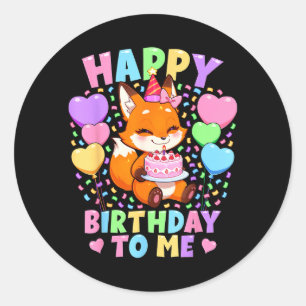 Animal Lover Fox Birthday Shirt _ Kawaii Fox Classic Round Sticker